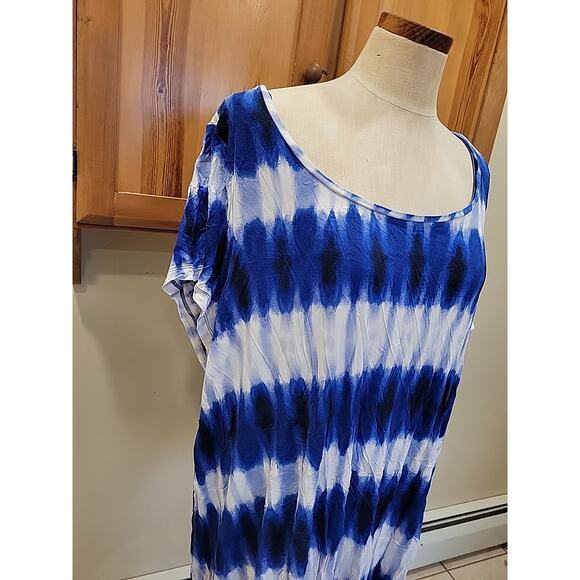 Cynthia Rowley Women's Top Blouse Short Sleeve Sz 3X Tie Dye Blue - Picture 2 of 9